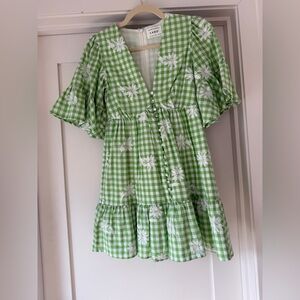 SABO Green Gingham Floral Dress